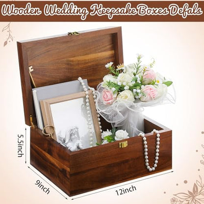 Large Wooden Wedding Keepsake Box with Lid,Mr&mrs | 12 x 9 x 5.5 Inch Memory Storage, Engagement Gift for Couples Newlyweds, Bridal Shower Organizer, Photo Jewelry Holder - style: Mr&Mrs