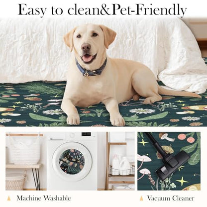Butterfly Hallway Runner Rug 3x8：Kitchen Rug Washable Runner Lightweight Non Slip Ultra-Thin Stain Resistant Soft Carpet for Bathroom Laundry Room Bedroom（Black Green，3x8） - color: Black Green, size: 3' x 8' (Runner)