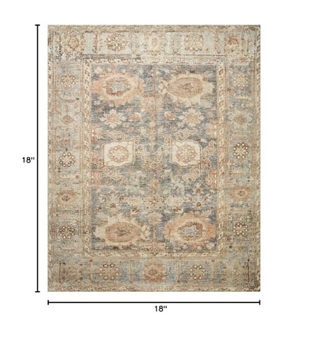 Loloi Margot Ocean/Spice 18" x 18" Sample Rug | MAT-03 CloudPile™ Printed Approx. 18"x18" Blue, Timeless, Classic, Plush, Luxurious, Sample Rug - color: Ocean / Spice, size: 1'6" x 1'6" (Square)
