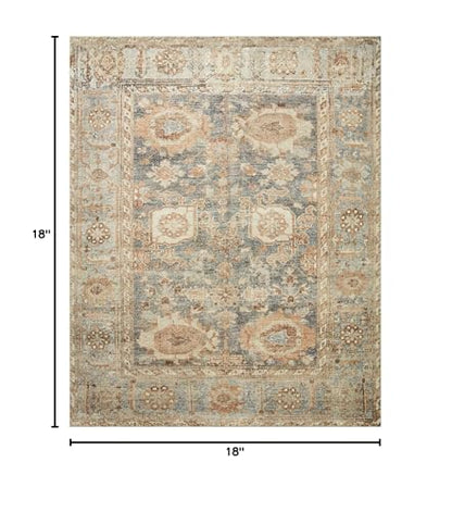 Loloi Margot Ocean/Spice 18" x 18" Sample Rug | MAT-03 CloudPile™ Printed Approx. 18"x18" Blue, Timeless, Classic, Plush, Luxurious, Sample Rug - color: Ocean / Spice, size: 1'6" x 1'6" (Square)