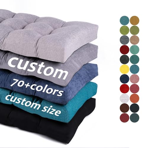 Custom Size Bench Cushions for Indoor Outdoor Non-Slip Tufted, Chair Cushion, Piano Seat Pads, Patio Sofa Water-Resistant Cushion, Made of High Density Sponge Comfortable and Durable