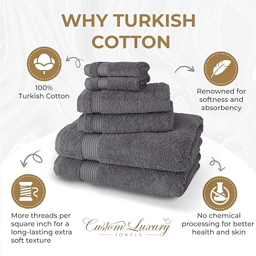 Personalized Bath Towels | Set of 2 | Choose from 12 Fonts | Genuine Turkish Cotton | Oeko-Tex Certified | Personalized Towels | Bathroom Towels - color: Gray - Bath Towels