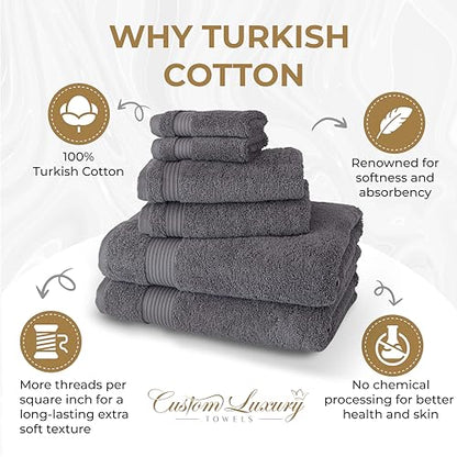 Personalized Bath Towels | Set of 2 | Choose from 12 Fonts | Genuine Turkish Cotton | Oeko-Tex Certified | Personalized Towels | Bathroom Towels - color: Gray - Bath Towels