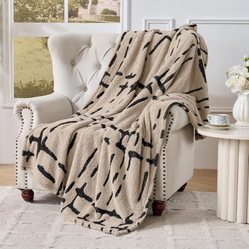 Minimalist Throw Blanket-Cozy Soft Lightweight Fuzzy Throw Blanket for Sofa, Couch, Bed & Chair,Beige, 50" x 60" - color: Beige 2