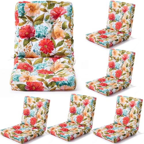 Hoteam 4 Set Outdoor Patio Chair Cushions 20 x 42 in Deep Seat Waterproof Patio Cushions Set for Furniture Replacement Removable Seat and Back (Summer Bloom) - style: Summer Bloom