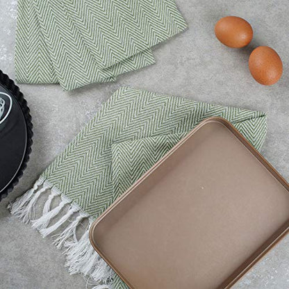 100% Cotton Hand Face Head Guest Gym Towel Set Washcloth Kitchen Tea Towel Dish Cloth Set of 4 (Green) - color: Green