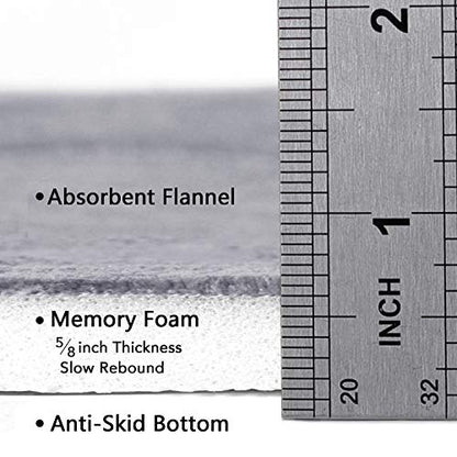 Flamingo P Non Slip Memory Foam Bath Mat Rug Fast Drying Soft Bathroom Shower Mats Rugs, 24x17 Inches, Grey - color: Grey Straight Line, size: 24" X 17"