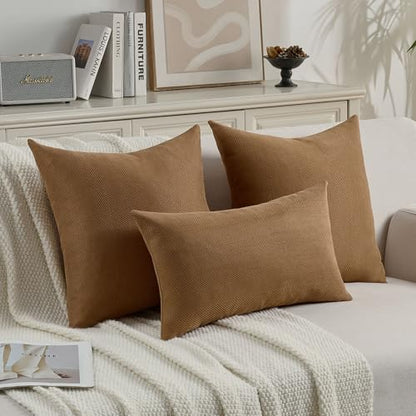 FUTEI Pack of 2 Chenille Throw Pillow Covers 18x18 Inch, Rust | Elegant Herringbone Textured Design,Side Hidden Zipper,Machine Washable,Pill-Resistant,Colorfast,Insert Not Included. - color: Rust, size: 18" x 18" (Pack of 2)