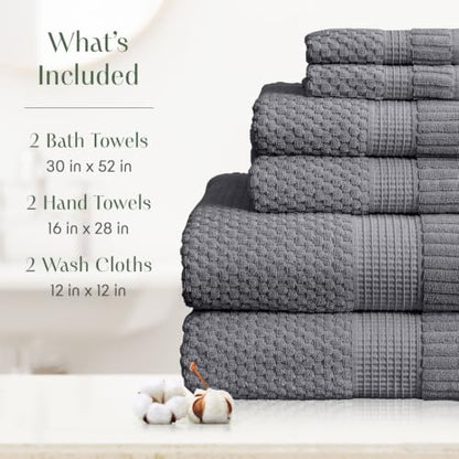 100% Cotton 6 Piece Bath Towel Set | Grey Towels | Oeko‑TEX Standard 100 | Soft & Absorbent, Quick‑Dry | Trinity Collection - Charcoal - color: Charcoal, size: 6 Piece Set
