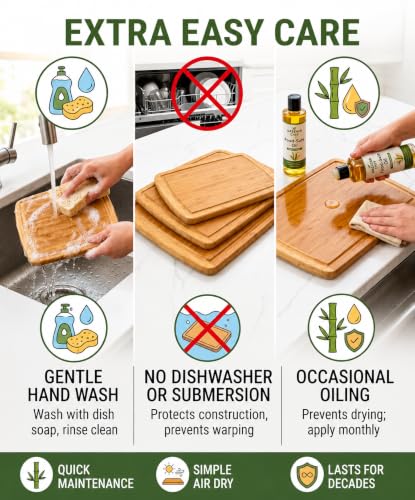 INDESTRUCTIBLE Extra Large Bamboo Cutting Board Set of 3 with Vertical Grain Strength Technology - XL Wood Cutting Boards for Kitchen and Lightweight Chopping Board Set - Replacements for Life - color: Two-Tone