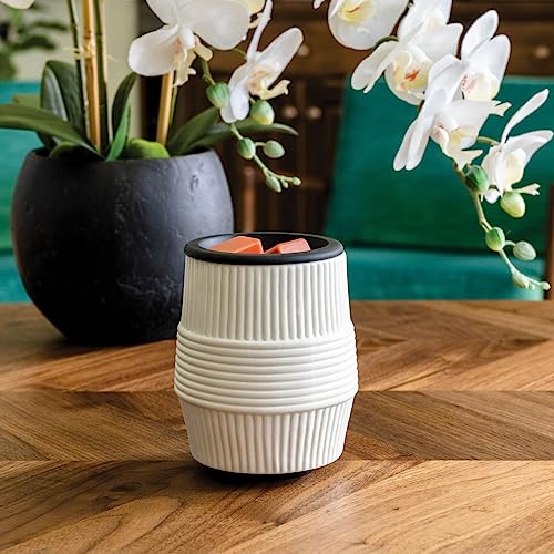 Candle Warmers Etc. Wax Melt Fragrance Warmer for Scented Wax Melts, Cubes, Tarts with Silicone Dish Top|Porcelain Ridges - style: Porcelain Ridges