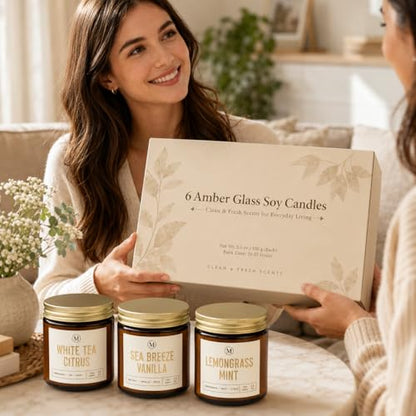 Candles for Home Scented, Aromatherapy Candle Gifts Sets for Women, 6 Pack 3.5oz Soy Wax Long Lasting Jar Candles Gift for Birthday Mother's Thanksgiving Day Present - color: Coconut Vanilla