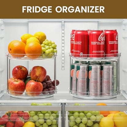 2 SET 2 Tier Non-Skid Acrylic Lazy Susan Organizer - Rotating Spice Rack - Turntable Spinning Organization for Kitchen, Pantry, Countertop, Closet, Bathroom, Vanity, Medicine Cabinet Organizing,9.25'' - size: 9.25in-2 Set