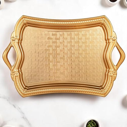 Alisveristime Elisa Rectangular Metal Serving Tray, 14.6 x 9 in (Gold) - color: Gold