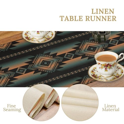 Retro Aztec Table Runner, American Southwest Traditional Tribal Geometric Art Printed Runner for Home Kitchen Dining Table Party 13x36in - color: Aztec-6, size: 13x36in