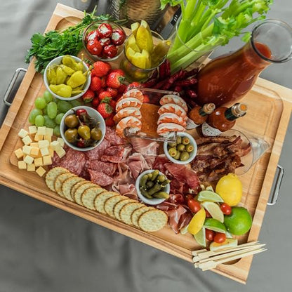 John Boos Handle Boards Series Rectangular Wooden Maple Cutting Board 24”x18” – 2.25” Thick, 30-lb Reversible Butcher Block with Juice Groove, Edge-Grain & Metal Handles - color: Dark Maple, size: 24"L x 18"W