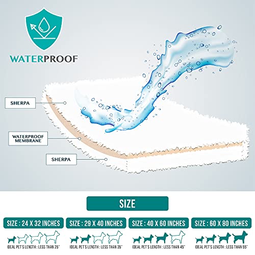 PetAmi Fluffy Sherpa Waterproof Dog Blanket for Medium Pet Cat 29x40, Blue - color: Dusty Blue, size: Medium (29x40)