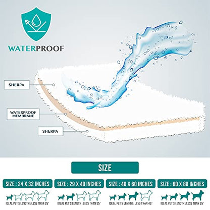 PetAmi Fluffy Sherpa Waterproof Dog Blanket for Medium Pet Cat 29x40, Blue - color: Dusty Blue, size: Medium (29x40)