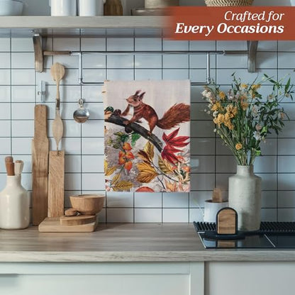 Maison d' Hermine Kitchen Towels Set of 3 Reusable 100% Cotton 27.50" x 20" | Cloth Tea Dish Towels Absorbent with Hanging Loop for Kitchen Dining Party Hotel Home Thanksgiving Christmas - Recolte - color: 036 - Recolte