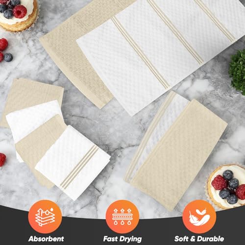 Oven Mitts Kitchen Towels and Dishcloths with Pot Holders Sets, Oven Gloves Hot Pads 500°F Heat Resistant with Silicone Grip, Include 2 Cooking Gloves/2 Potholders/4 Kitchen Towels/4 Dish Towels - color: Milkshake