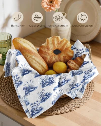 Flour Sack Kitchen Towels Set of 2, 18x26 Inch, Dachshund Dog | 150GSM Cotton, Lint-Free, Quick Dry, Hanging Loop, Lightweight Tea Towels, French Home Decor, Chinoiserie, Housewarming Gift - color: Dachshund Dog