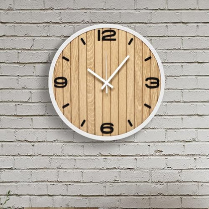 Round Wall Clock Battery Operated, Modern Wooden Small Analog Clocks 12 Inch Silent Non-Ticking for Home, Office, Apartment, Living Room, Bathroom, Kitchen, Bedroom - color: B - 12x12 in