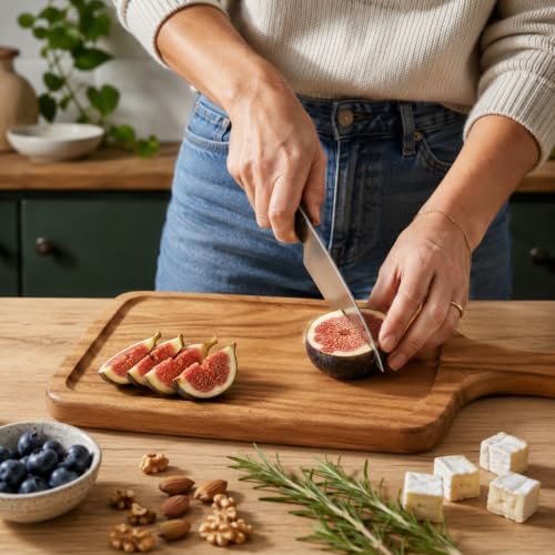 Thick Wooden Charcuterie & Cutting Board, House Warming Gifts New Home | Built-in juice groove | Smooth polished finish | Countertop friendly | Versatile prep & serving