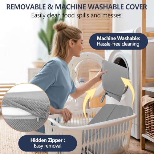 Chair Cushions for Dining Chairs Set of 4, 17" x 16" x 2.5" Thick D-Shaped Seat Cushions with Removable Washable Cover and Ties, Non-Slip Chair Pads for Kitchen, Indoor Dining Room (Grey) - color: Grey