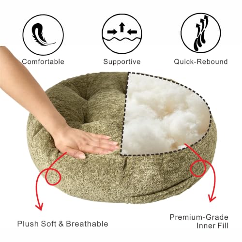Floor Cushion Pillow, Portable Large | Meditation Adult Sitting Pillow with Handle for Tatami, Living Room & Yoga (1, Round, Green, 22 x 22 x 6 inches) - color: Round, Green