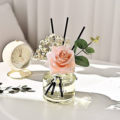 COCODOR Rose Flower Reed Diffuser/White Jasmine/6.7oz/1Pack / Home Fragrance Scent Essential Oil Stick Diffuser for Bedroom Bathroom Home Decor for Women - size: Rose/6.7Ounce/1Pack