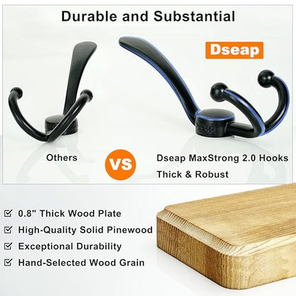 Coat Rack Wall Mount - Heavy-Duty Robust Barnwood-Style Wooden Wall Coat Hanger Hook Rail with 5 Triple Hooks for Winter Coats Hat Jacket Clothing, Weathered Brown & Black - color: Weathered Brown & Black, size: L=17.4"
