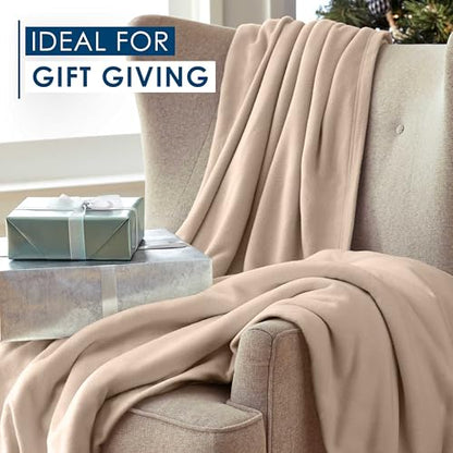 Full/Queen Size Fleece Blanket | Comfy Supersoft Fleece Blanket Full Size – All-Season Light Weight Throw Blanket | Luxuriously Soft | Throw Blanket for Couch and Sofa | Machine Wash | Beige - color: Beige, size: Full Queen