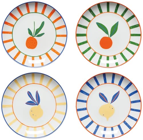 Jubilee Porcelain Tropical Appetizer Plates, Set of 4 - color: Citrus Burst