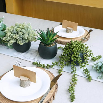 Winlyn Set of 3 Artificial Succulent Plants in Black Concrete Pots Faux Aloe Hops String of Pearls Potted Plants Small Fake Plants Desk Plants for Home Office Desk Kitchen Bathroom Shelf Windowsill - color: Black Pots