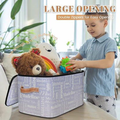 Storage Basket Custom Name, Personalize Keepsake Box, Purple White | Foldable Fabric Gradient Large Memory Bin with Handle Lid Lightweight Waterproof Dustproof, 14"L x 10.2"W x 10.4"H - color: Option 15