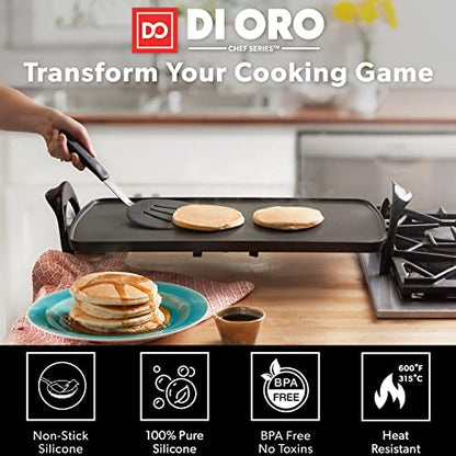 DI ORO - Chef Series FLEX Silicone Spatula 600ºF Heat-Resistant Flexible Silicone Rubber Turner Spatulas (3-Piece Set) - size: 3-Piece Set (Standard, Round, and Angled Turner)