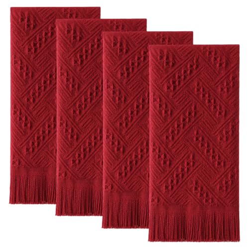 HunnmingRe 17 Pack Boho Hand Towel for Kitchen,Burgundy Red | 14x30 Inch, 100% Turkish Cotton, Summer Boho Decorative ,Towel Waffle ,Farmhouse Decor ,Absorbent Soft ,Guest Gift - color: Burgundy Red