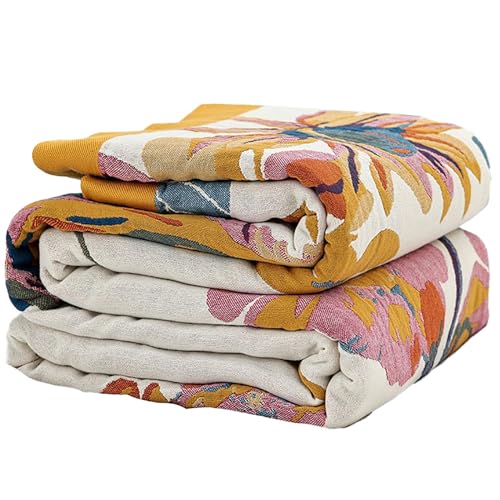Boho Floral Large Throw Blanket for Bed Couch 60"x80" | 100% Organic Cotton 4-Layer Gauze Breathable Reversible Muslin Blanket,Soft Lightweight All Season Quilt for Bed Travel Gift - color: Butterflies and Flowers, size: 60''x80''