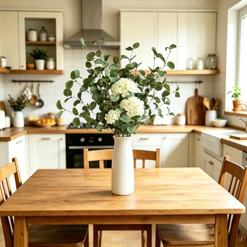 4PCS 22.2Inch Faux Greenery Eucalyptus Stems Leaves Plant for Vase(Green) | soft thin-styrofoam nice-touch natural look easy to adjust suitable for various vases without any maintenance - color: Green