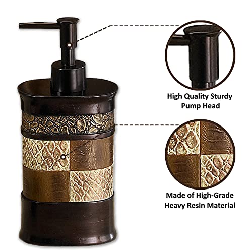 Zahari Home Zambia Stylish Soap Dispenser Modern Classic Luxury Decor Animal Print Western Design Lotion Pump - color: Brown