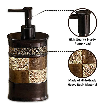 Zahari Home Zambia Stylish Soap Dispenser Modern Classic Luxury Decor Animal Print Western Design Lotion Pump - color: Brown