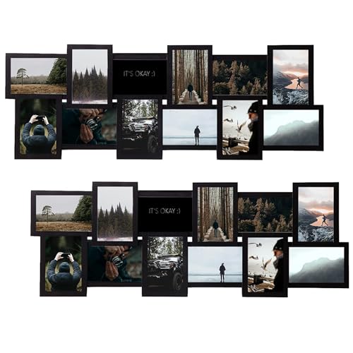J.M.Deco 2 Pack - 4x6 picture frame Collage for Wall Decor, 12 Opening Collage Photo Frames Wall Hanging, One-piece, Black - color: Black * Long