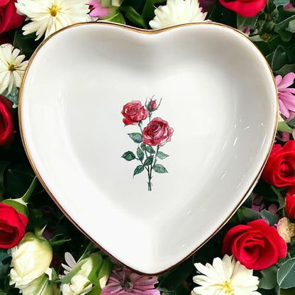 June Rose Flower Ring Dish-Red Floral Jewelry Dish for Hippie,Nature,Pace-June Flower for Mom,Mother-in-law,Aunt,Grandma,Sister,Friend-Gemini Birthday Gifts - style: 6 - June (Rose)
