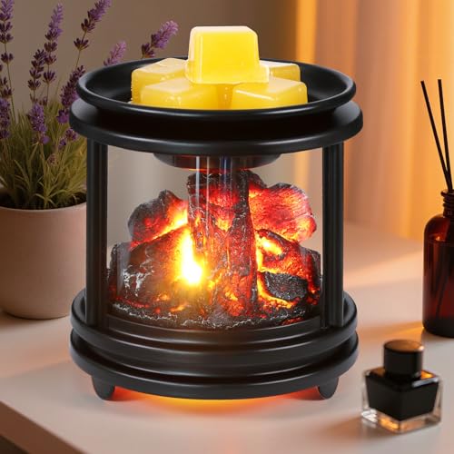 Wax Melt Warmer Flames Candle Wax Melter for Scented for Home Decor | Campfire Candle Melt Warmer PTC Heating, 3-in-1 Electric Oil Burner Fragrance Warmer for Home Bedroom Office Gifts & Decor - color: Fireplace