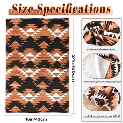 Western Kitchen Towels Set of 2 – 16x24 Inch Aztec Boho Hand Towels, Super Absorbent Microfiber Dish Cloths for Kitchen, Bath, RV & Camping, Gifts for Women - color: Western-1 Aztec