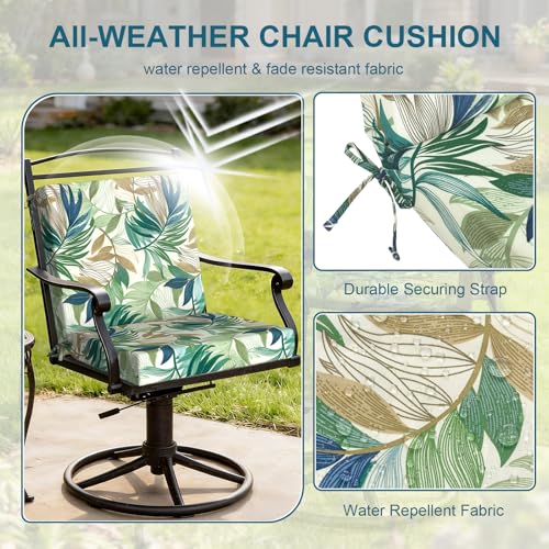 DYTXIII Outdoor Midback Chair Cushions Set of 2-20"x17" Water Repellent & Fade-Resistant Patio Seat Cushions with High-Resiliency Foam, Non-Slip Ties for Dining, Balcony Furniture-Lush Leaf Green - color: Lush Leaf Green