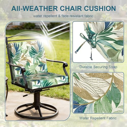DYTXIII Outdoor Midback Chair Cushions Set of 2-20"x17" Water Repellent & Fade-Resistant Patio Seat Cushions with High-Resiliency Foam, Non-Slip Ties for Dining, Balcony Furniture-Lush Leaf Green - color: Lush Leaf Green