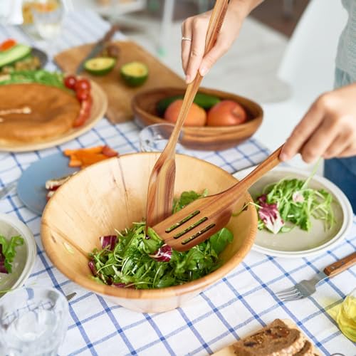 Mooues Wooden Spoons for Cooking, Wooden Utensils for Cooking Natural Teak Wooden Kitchen Utensils Set Comfort Grip (10 PCS SET) | Wooden Spoons for Cooking with Comfort Grip, Smooth Durable Heat Resistant Cooking Spoons and Cooking Utensils for Cooking -