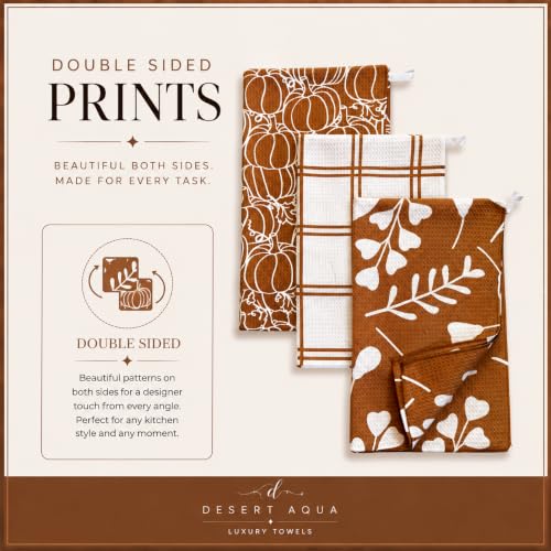 Kitchen Towels, Dish Towels for Kitchen, 3 Pc Kitchen Towel Set | Microfiber Waffle Towels, 16 x 26 inches, with Hanging Loops, Reusable Tea Towels, Cute Kitchen Towels - 3 Pack - color: Multicolor