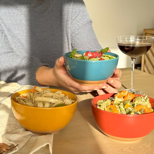 Mora Ceramic Artisan Matte Small Dessert Bowls - 16oz, Set of 6 - Microwave, Oven and Dishwasher Safe, For Rice, Ice Cream, Soup, Snacks, Cereal, Chili, Side Dishes etc - Microwavable Kitchen Bowl - color: Artisan Colors